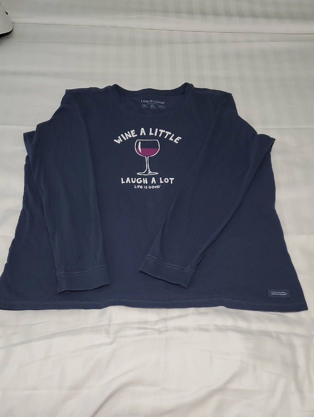 Life Is Good Navy 'Wine A Little' Long Sleeve Shirt